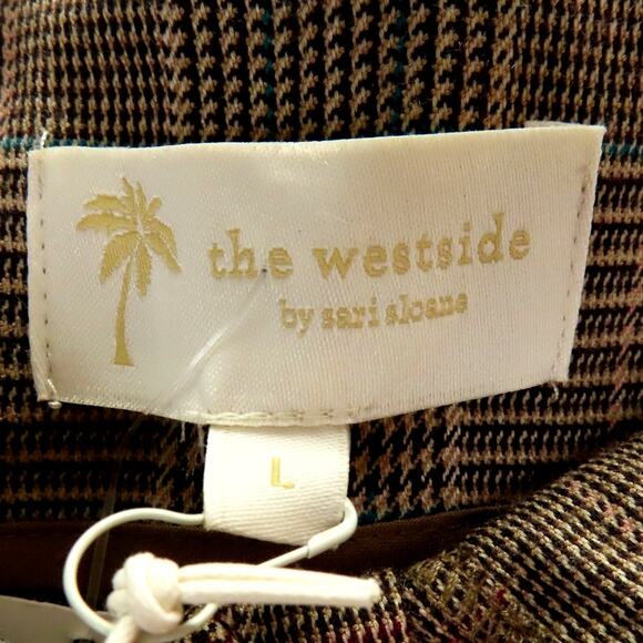 The Westside Eliza Pants Womens sz L Houndstooth Flare Belted $295 NEW Preppy - Picture 7 of 10